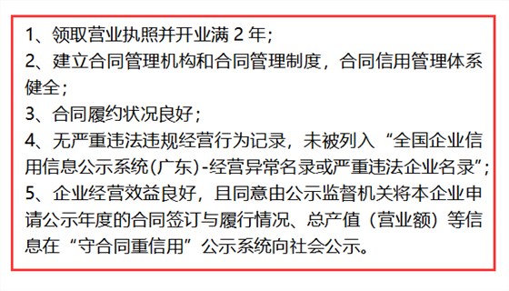 這些條件你都達(dá)不到，還想申報(bào)守合同重信用？別逗了！