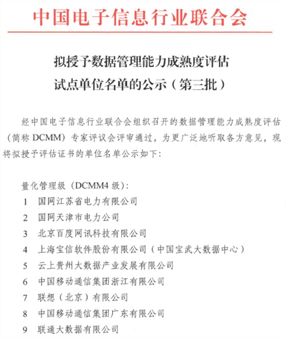 DCMM評估試點(diǎn)單位名單公示-1