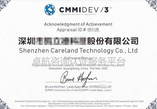 CMMI2.0 認證證書